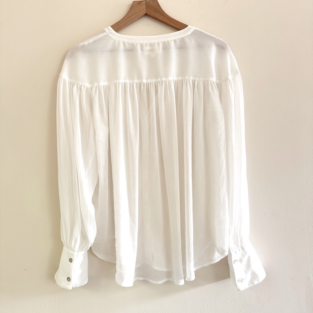 L’AGENCE Farah Yoked Blouse – White – Size L - Picture 5 of 6